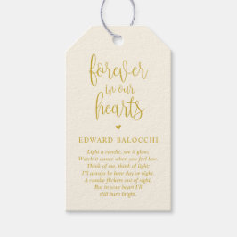 Geel goud, Memorial Candle, Funeral Service Label Cadeaulabel