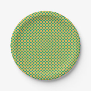 Geel goud met Emerald Green Polka Dots STaylor Papieren Bordje