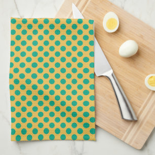 Geel goud met Emerald Green Polka Dots STaylor Theedoek