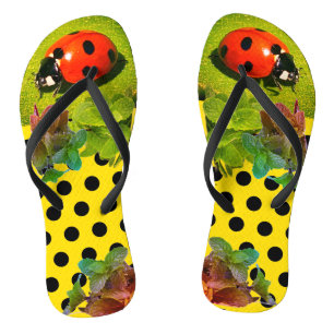 Geel goud met LadyBug Fun Adult Teenslippers