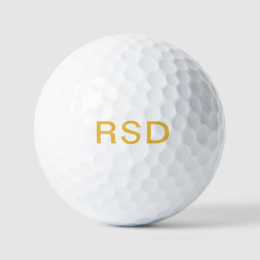 Geel Goud Monogram Initialen Gepersonaliseerd Golfballen (Voorkant)