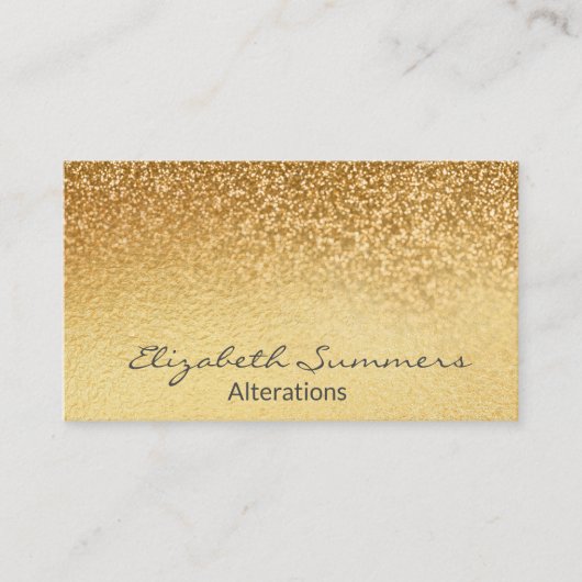 Geel Goud Ombre Glitter Metallic Folie Elegant Visitekaartje (Voorkant)