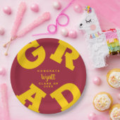 Geel goud op speciaal Afstuderen van Crimson Papieren Bordje (Feest)