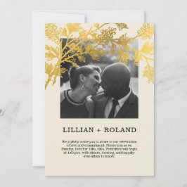 Geel & Goud Paar Foto Rustieke Collage Bruiloft Kaart