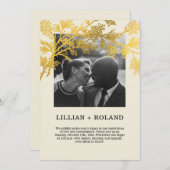 Geel & Goud Paar Foto Rustieke Collage Bruiloft Kaart (Voorkant / Achterkant)