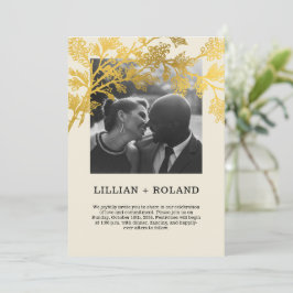 Geel & Goud Paar Foto Rustieke Collage Bruiloft Kaart
