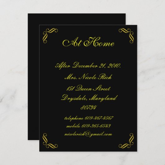 Geel Goud Sprookje Thuis Kaart (Voorkant / Achterkant)