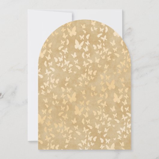 Geel Goud Sterren Vlinders Bloemen Quinceanera Kaart (Achterkant)