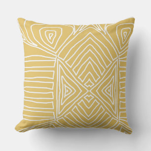 geel goud Tribal Maze Mud Cloth Pattern Afrikaans Kussen