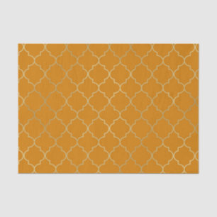 Geel & Goud Turmerik Vierbladig Patroon Feestje Tissuepapier