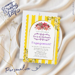 Geel Goud Vetgedrukte Bloemen Engagement Party Kaart