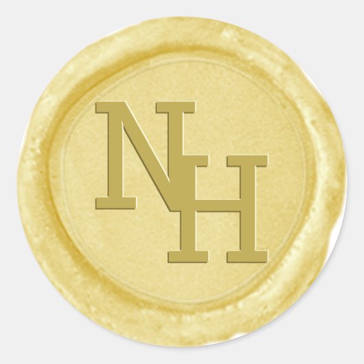 Geel Goud Wax Seal Monogram Initialen Sticker (Voorkant)