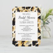 Geel Goud Wit Zwart Leopard Print Abstract Kaart (Staand voorkant)