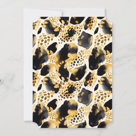 Geel Goud Wit Zwart Leopard Print Abstract Kaart (Achterkant)