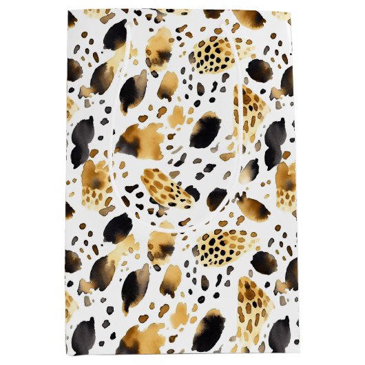 Geel Goud Wit Zwart Luipaard Medium Cadeauzakje (Voorkant)