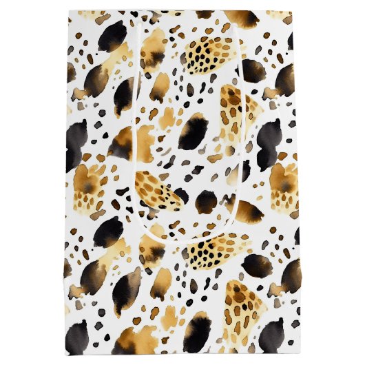 Geel Goud Wit Zwart Luipaard Medium Cadeauzakje (Achterkant)