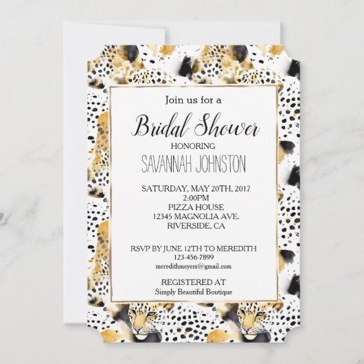 Geel Goud Wit Zwart Luipaarden Abstract Kaart (Voorkant)