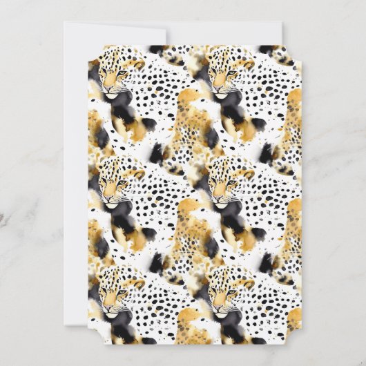 Geel Goud Wit Zwart Luipaarden Abstract Kaart (Achterkant)