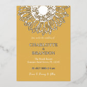 Geel Goud Zonnebloem Bruiloft Folie Uitnodiging (Voorkant)