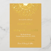 Geel Goud Zonnebloem Moderne Bloemen Bruiloft Folie Uitnodiging (Voorkant)