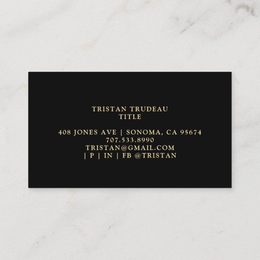 Geel Goud Zwart Zon Maan Celestial Visitekaartje (Achterkant)