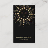 Geel Goud Zwart Zon Maan Celestial Visitekaartje (Voorkant)