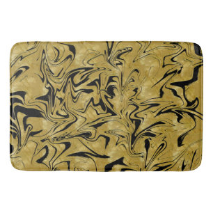 Geel Goud & Zwarte Elegante Glam Marmer Werveling Badmat