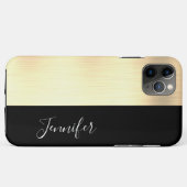 Geel Goud, Zwarte Streep, DIY Naam, Witte Script C Case-Mate iPhone Case (Achterkant (horizontaal))