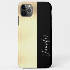 Geel Goud, Zwarte Streep, DIY Naam, Witte Script C Case-Mate iPhone Case