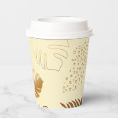 Geel goudblad bladluippapierbekertje. papieren bekers (Achterkant)