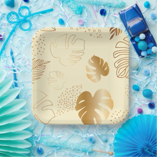 Geel goudblad, bord (Feest)