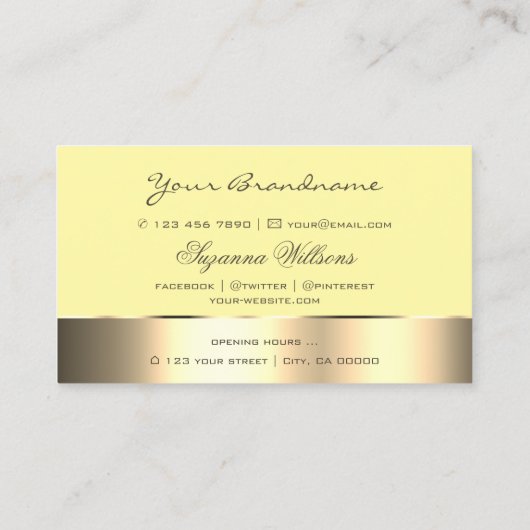 Geel gouddeeg Kute Roos Flower Modern Floral Visitekaartje (Achterkant)