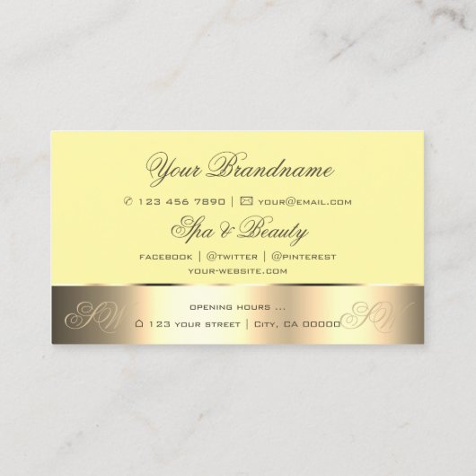 Geel gouddeklaag Roos met Initialen Visitekaartje (Achterkant)