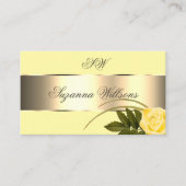 Geel gouddeklaag Roos met Initialen Visitekaartje (Voorkant)