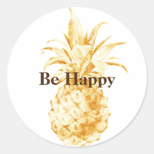 Geel Gouden Ananas Confetti Ronde Sticker