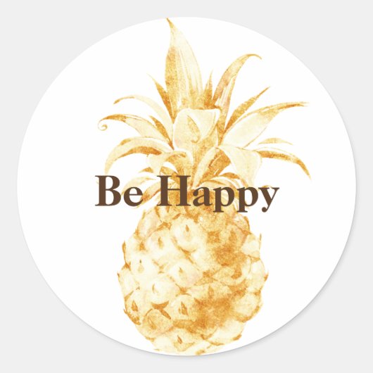 Geel Gouden Ananas Confetti Ronde Sticker (Voorkant)