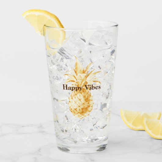 Geel gouden ananas glas (Voorkant ijs)