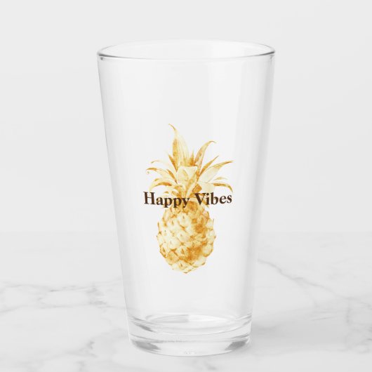Geel gouden ananas glas (Voorkant)
