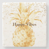 Geel gouden ananas stenen onderzetter (Voorkant)