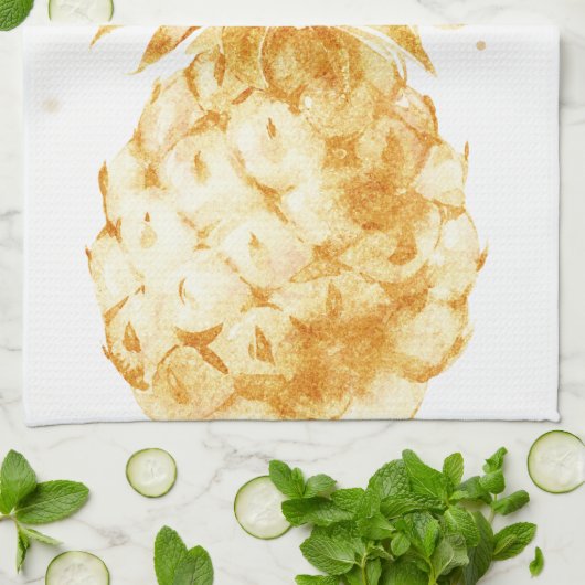 Geel gouden ananas theedoek (Gevouwen)