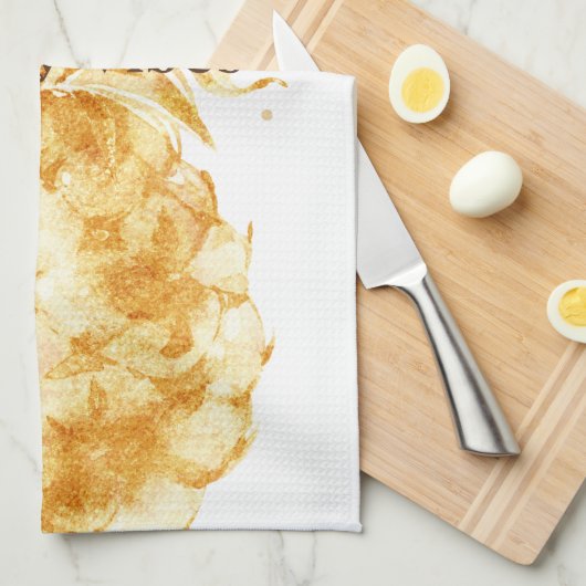 Geel gouden ananas theedoek (Quarter Fold)