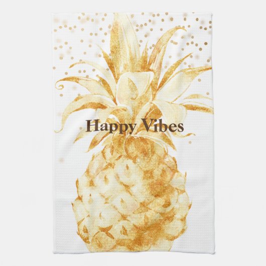 Geel gouden ananas theedoek (Verticaal)