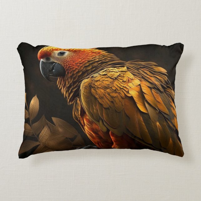 Geel & Gouden Birt Modern Abstract Accent Kussen (Voorkant)