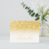 Geel Gouden Bokeh Glitter Witte Ombre Dank je wel Briefkaart (Staand voorkant)