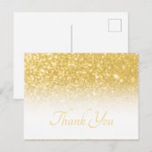 Geel Gouden Bokeh Glitter Witte Ombre Dank je wel Briefkaart (Voorkant / Achterkant)