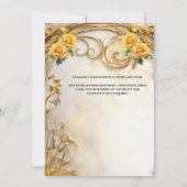 Geel gouden bruidsjurk rozen luxe bloemen kaart (Achterkant)