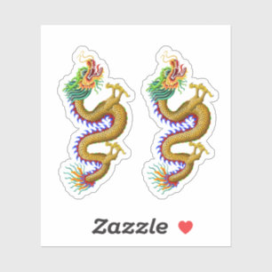 Geel/Gouden Chinese Draak Sticker