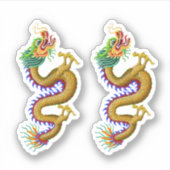Geel/Gouden Chinese Draak Sticker (Voorkant)