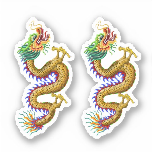 Geel/Gouden Chinese Draak Sticker (Voorkant)