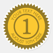 Geel gouden cirkel ster certificaat zegel stickers (Voorkant)